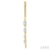 3/4 Ctw Marquise and Round Cut Diamond Journey Long Chain Fashion Earrings in 14K Yellow Gold